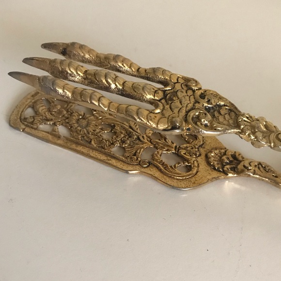 Antique Gold Plated Bird Claws Cake Tongs - Picture 7 of 10